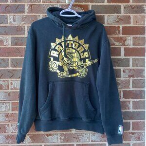 Vintage Toronto Raptors Mitchell & Ness Black Gold NBA Hoodie Size Medium